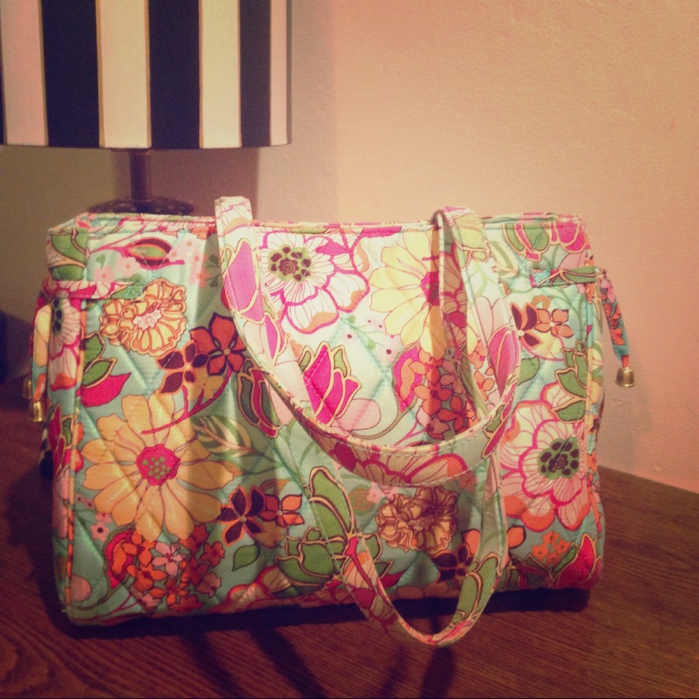 Vera Bradley Bright Floral Print Satchel Handbag